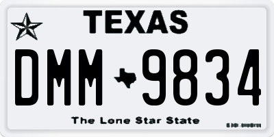 TX license plate DMM9834