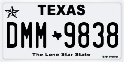 TX license plate DMM9838