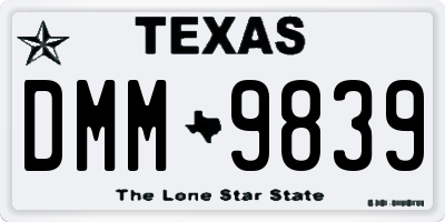 TX license plate DMM9839