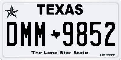 TX license plate DMM9852