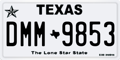 TX license plate DMM9853