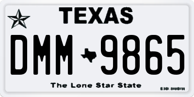 TX license plate DMM9865