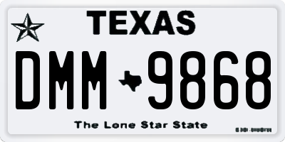 TX license plate DMM9868