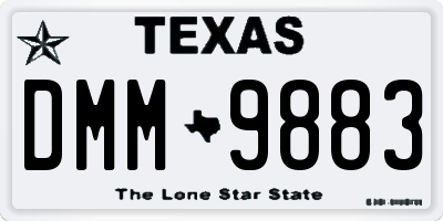 TX license plate DMM9883