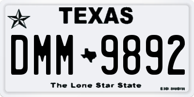 TX license plate DMM9892