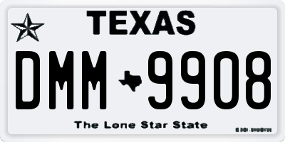 TX license plate DMM9908