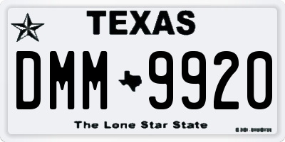 TX license plate DMM9920