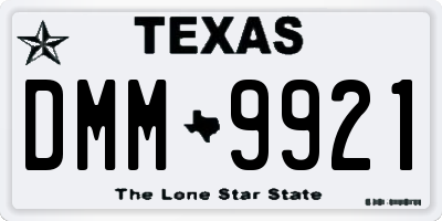 TX license plate DMM9921