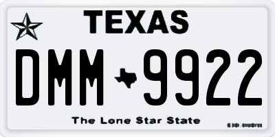 TX license plate DMM9922