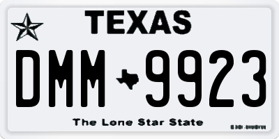 TX license plate DMM9923