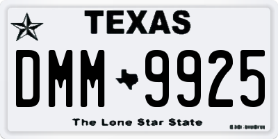 TX license plate DMM9925