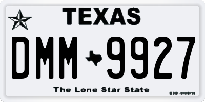 TX license plate DMM9927