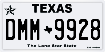 TX license plate DMM9928