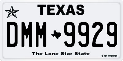 TX license plate DMM9929