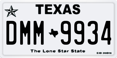 TX license plate DMM9934