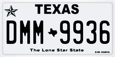 TX license plate DMM9936