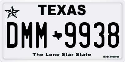 TX license plate DMM9938