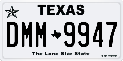 TX license plate DMM9947