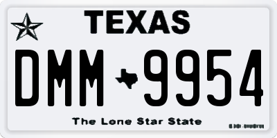 TX license plate DMM9954