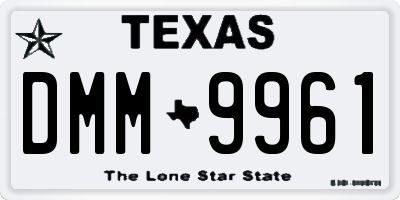 TX license plate DMM9961