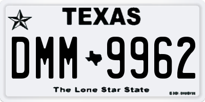 TX license plate DMM9962