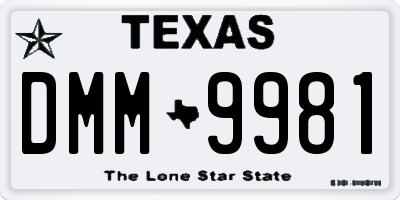 TX license plate DMM9981