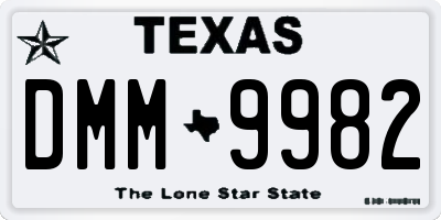 TX license plate DMM9982