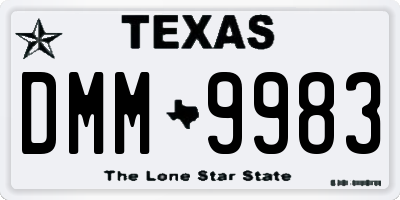 TX license plate DMM9983