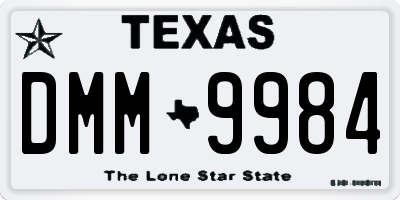 TX license plate DMM9984