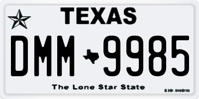 TX license plate DMM9985