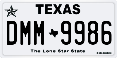 TX license plate DMM9986