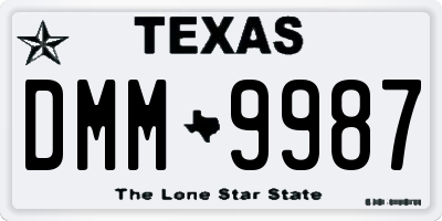 TX license plate DMM9987