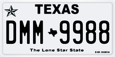 TX license plate DMM9988