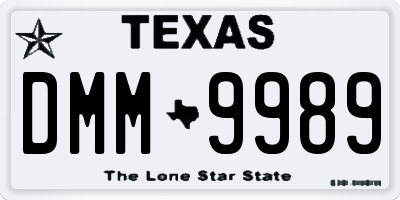 TX license plate DMM9989