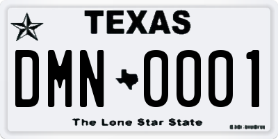 TX license plate DMN0001
