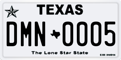 TX license plate DMN0005