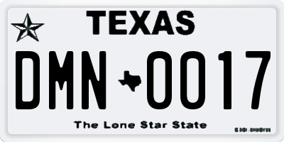TX license plate DMN0017
