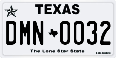 TX license plate DMN0032