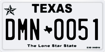 TX license plate DMN0051