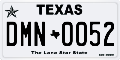 TX license plate DMN0052