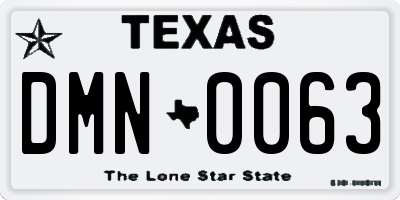 TX license plate DMN0063