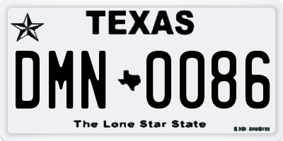 TX license plate DMN0086