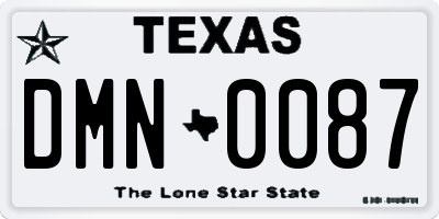 TX license plate DMN0087