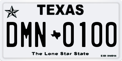 TX license plate DMN0100