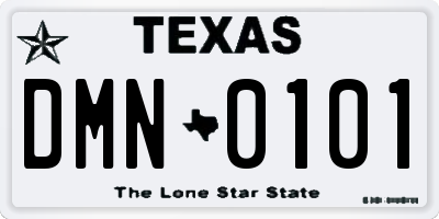 TX license plate DMN0101