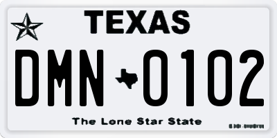 TX license plate DMN0102