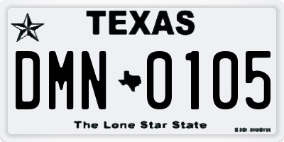 TX license plate DMN0105