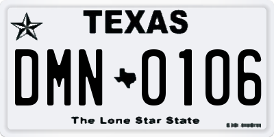 TX license plate DMN0106