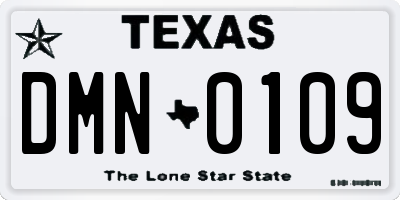 TX license plate DMN0109