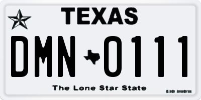 TX license plate DMN0111